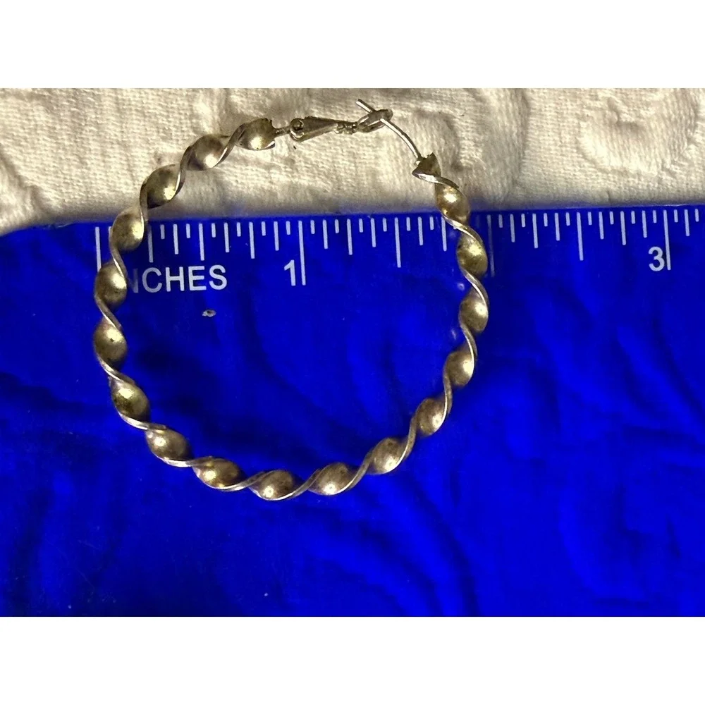 Sterling Silver Large Twisted Hoop Earrings 2 Inches 925